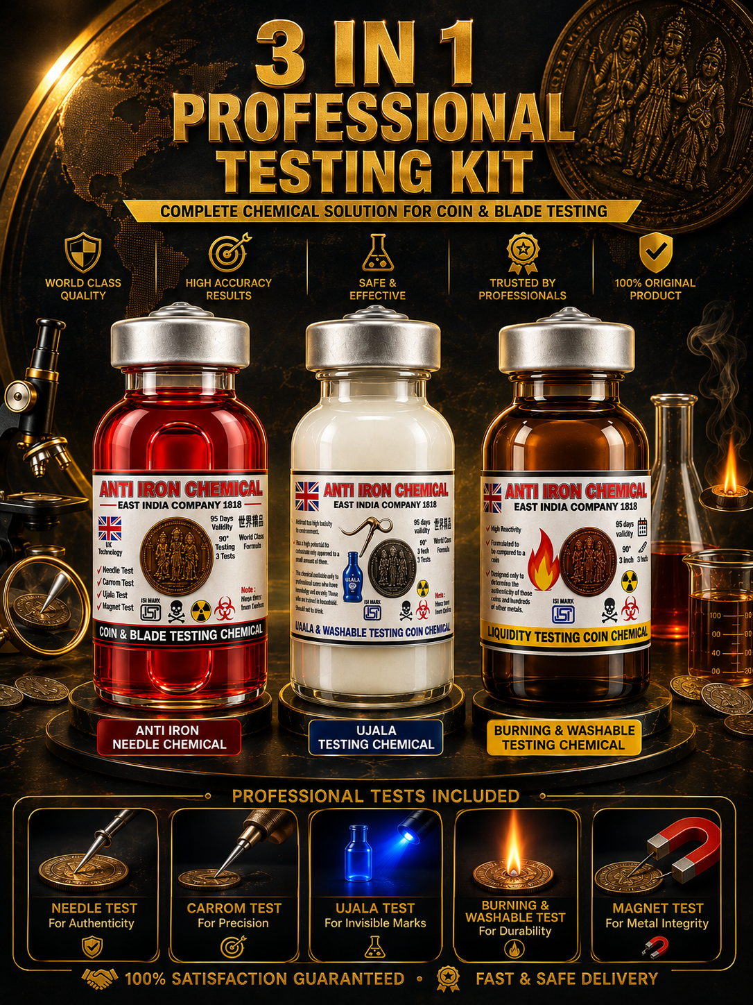 3-Bottle Anti-Iron Chemical Testing Kit